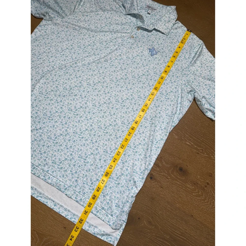 Peter Millar Summer Comfort Texas Polo Shirt XL Blue White Novelty Print Mens - Picture 7 of 8